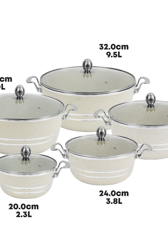 SQ Professional Seramiq Mianra Diecast Stockpot Set of 5 Premium Cookware Collection