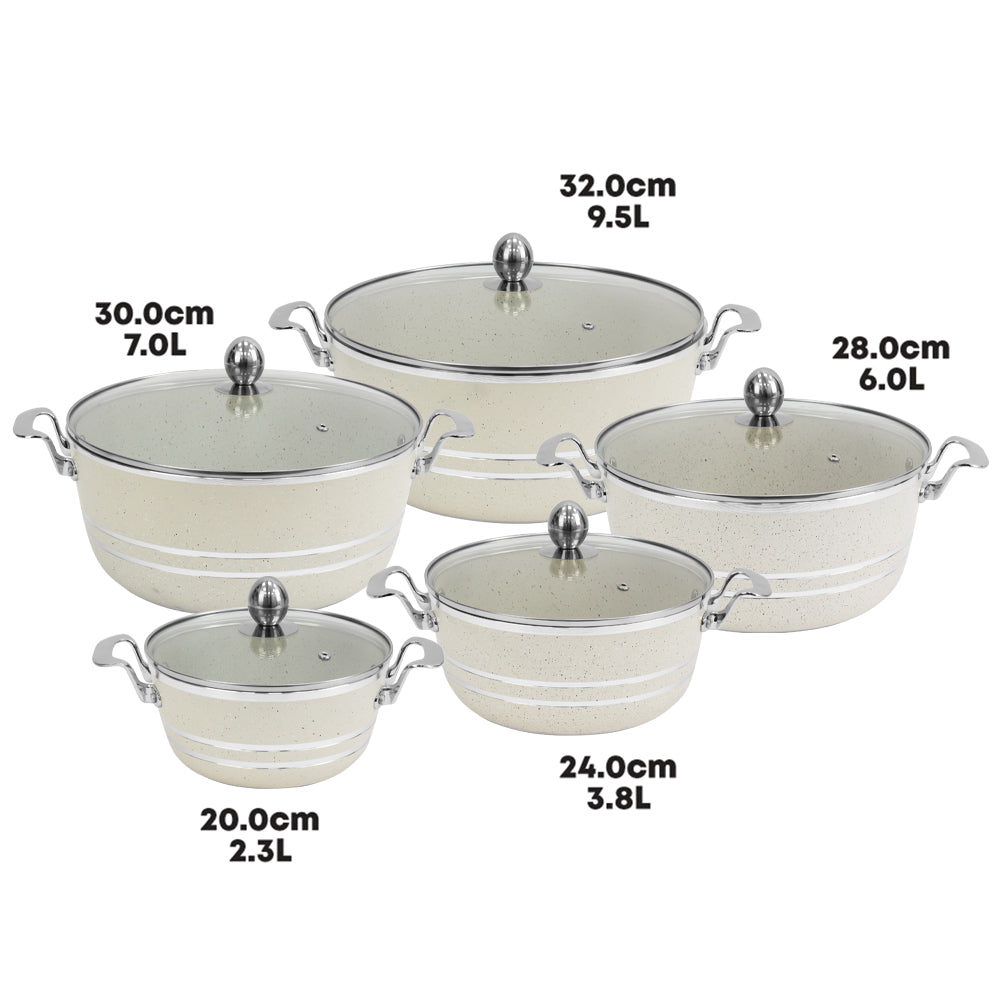 SQ Professional Seramiq Mianra Diecast Stockpot Set of 5 Premium Cookware Collection