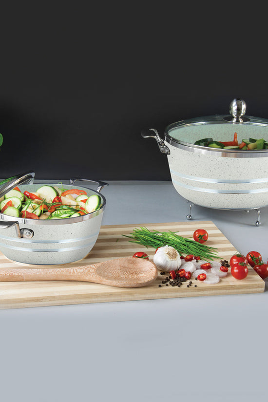 SQ Professional Seramiq Mianra Diecast Stockpot Set of 5 Premium Cookware Collection