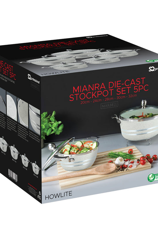 SQ Professional Seramiq Mianra Diecast Stockpot Set of 5 Premium Cookware Collection