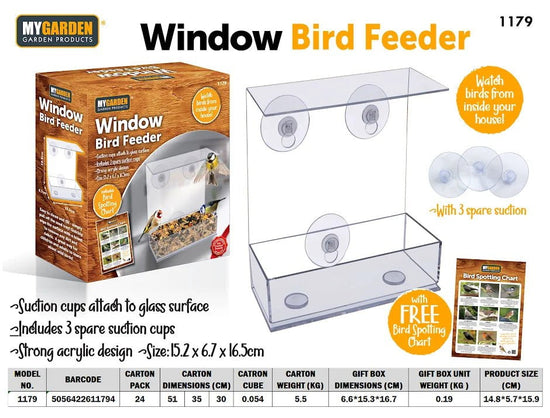 Clear Plastic Window Bird Feeder for UpClose Bird Watching