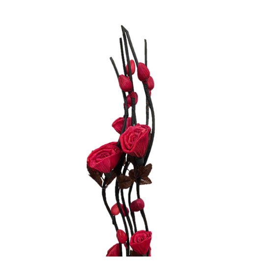 156cm Long Stem Floral Twigs with Folded Rose Flowers Assorted Colors