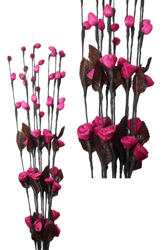 Elegant Long Stem Floral Twigs with Closed Roses 100cm Assorted Colors