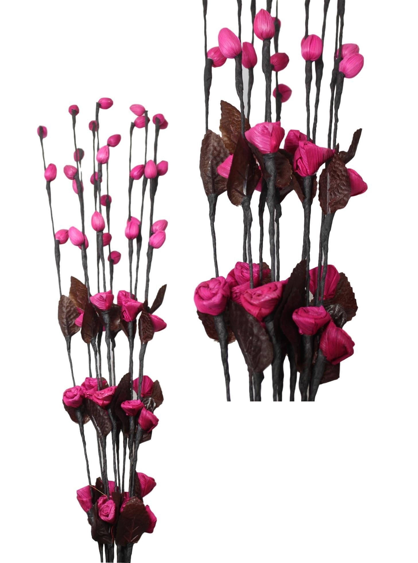 Elegant Long Stem Floral Twigs with Closed Roses 100cm Assorted Colors