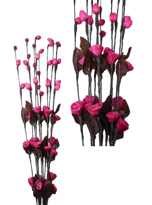 Elegant Long Stem Floral Twigs with Closed Roses 100cm Assorted Colors