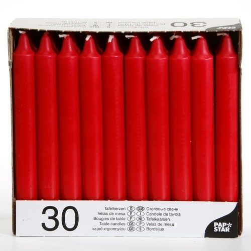 30Pack Red Table Candles 8 Inch for Events and Home Decor
