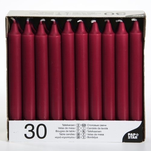 Burgundy Table Candles 8 Pack of 30 Elegant Decorative Long Dinner Taper Sticks