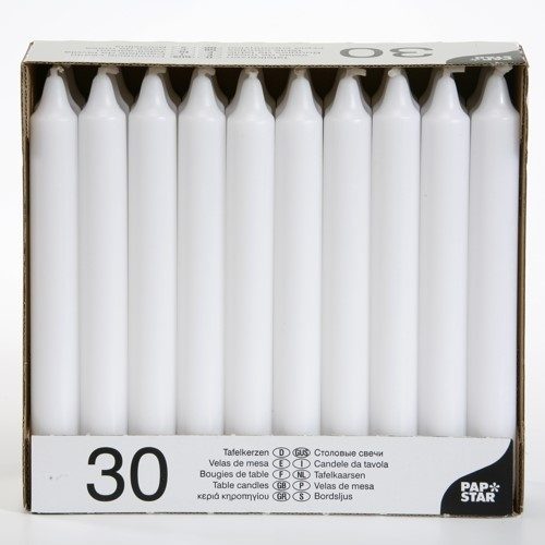 Elegant White 8Inch Table Candles Pack of 30