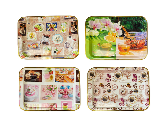 Elegant Plastic Coffee Tea Serving Tray Assorted Designs