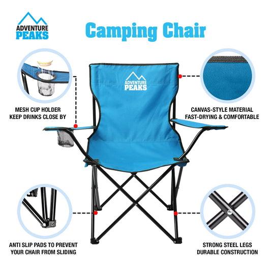 Premium Foldable Camping Chair with Carry Bag Blue