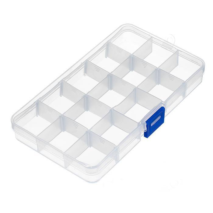 15Compartment Plastic Box Organizer for Medicines and Arts