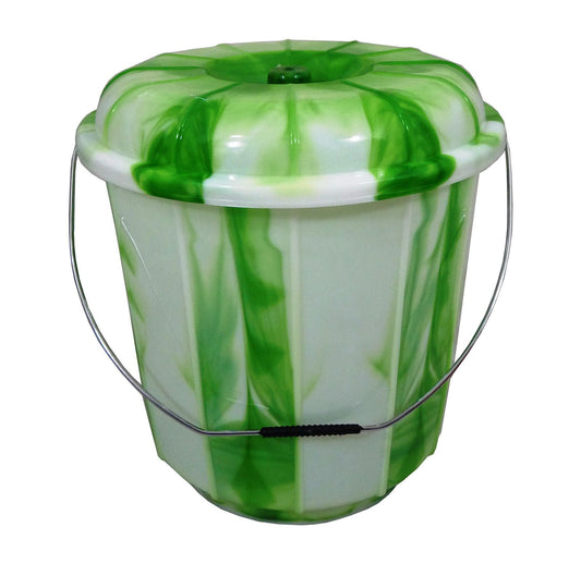 25L Tie Dye Design Plastic Bucket with Lid Household Use Bin
