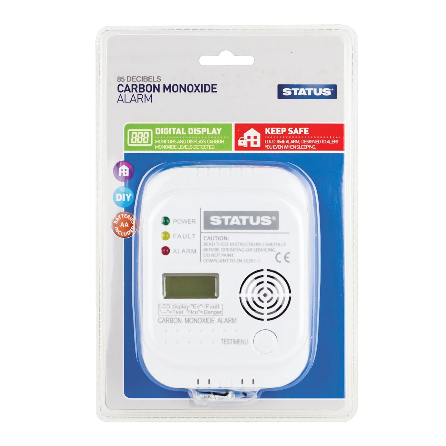 Digital LCD Status Carbon Monoxide Alarm 107x77x36mm