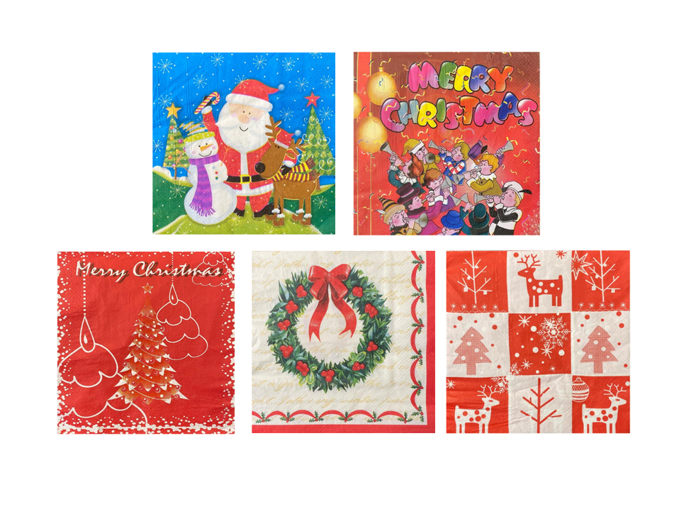 Festive Merry Christmas Themed Paper Napkins Pack