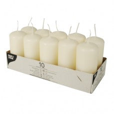 Elegant Cream Pillar Candles 90x40mm Pack of 10