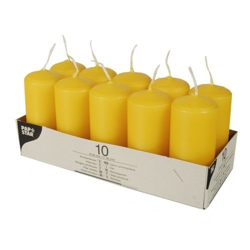 Vibrant Yellow Pillar Candles 90x40mm Pack of 10 Exquisite Home Decor Accent