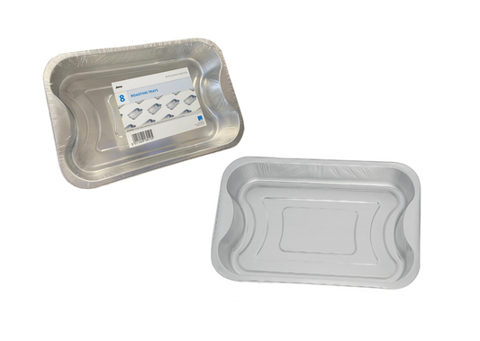 8Pack Disposable Aluminium Foil Roasting Trays 19x29cm