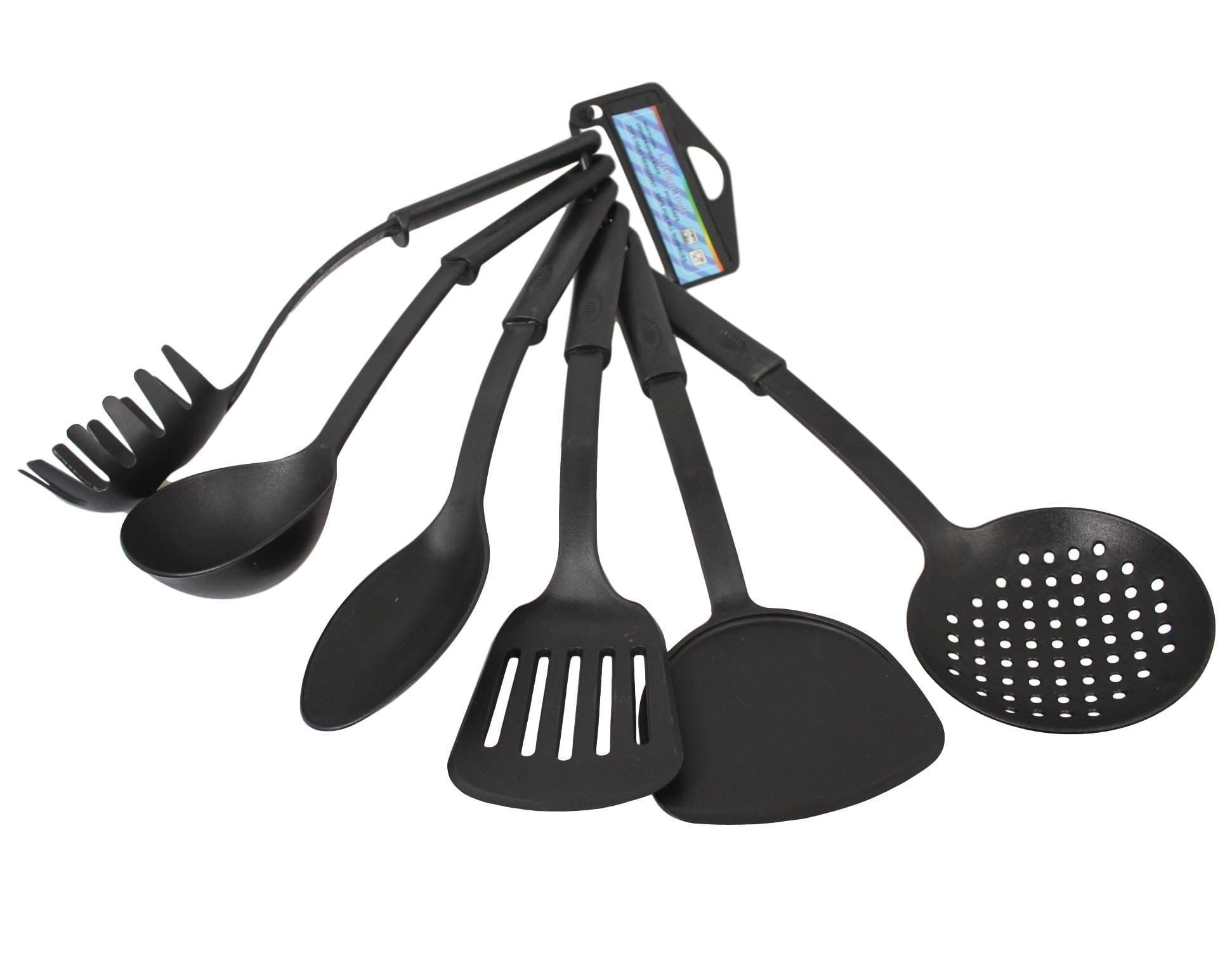 6Piece Plastic Kitchen Cooking Utensils Set Black 30 cm