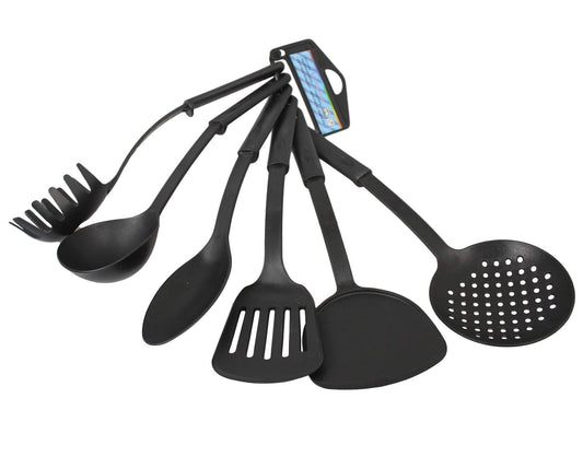 6Piece Plastic Kitchen Cooking Utensils Set Black 30 cm
