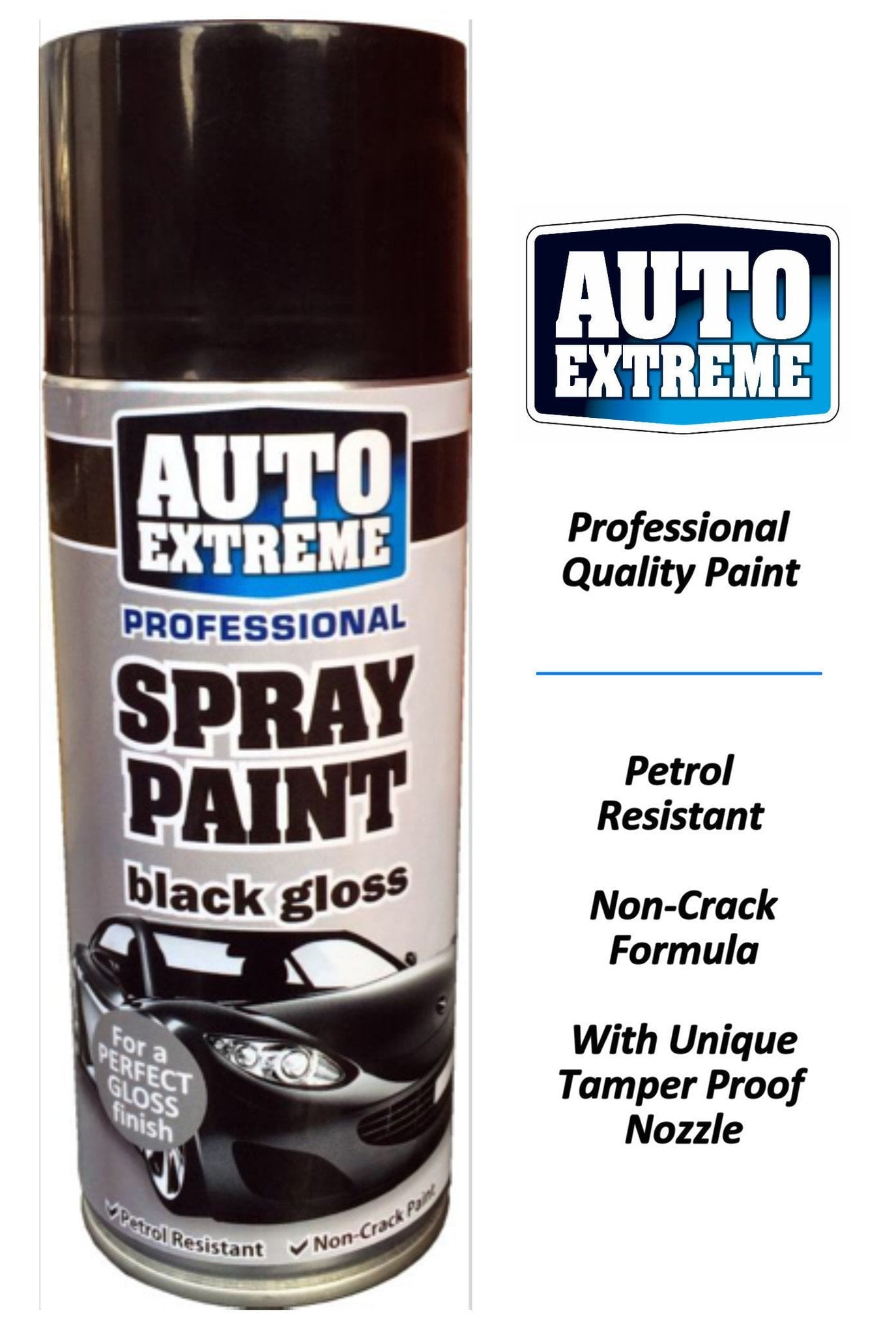 Auto Extreme Black Gloss Spray Paint 400ml Professional Quality Finish