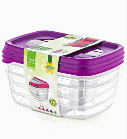 Hobby Trend Rectangular Plastic Food Storage Container Set 06L Pack of 3