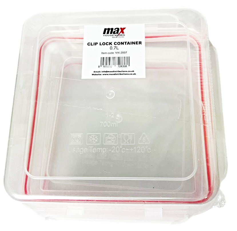 Durable Plastic Food Storage Container Set of 2 700ml Capacity