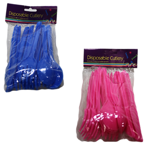 Assorted Disposable Plastic Cutlery Set PinkBlue