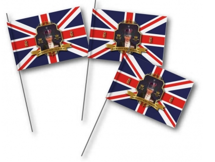 Coronation King Charles III Hand Flags 3 Pack 30x40 cm