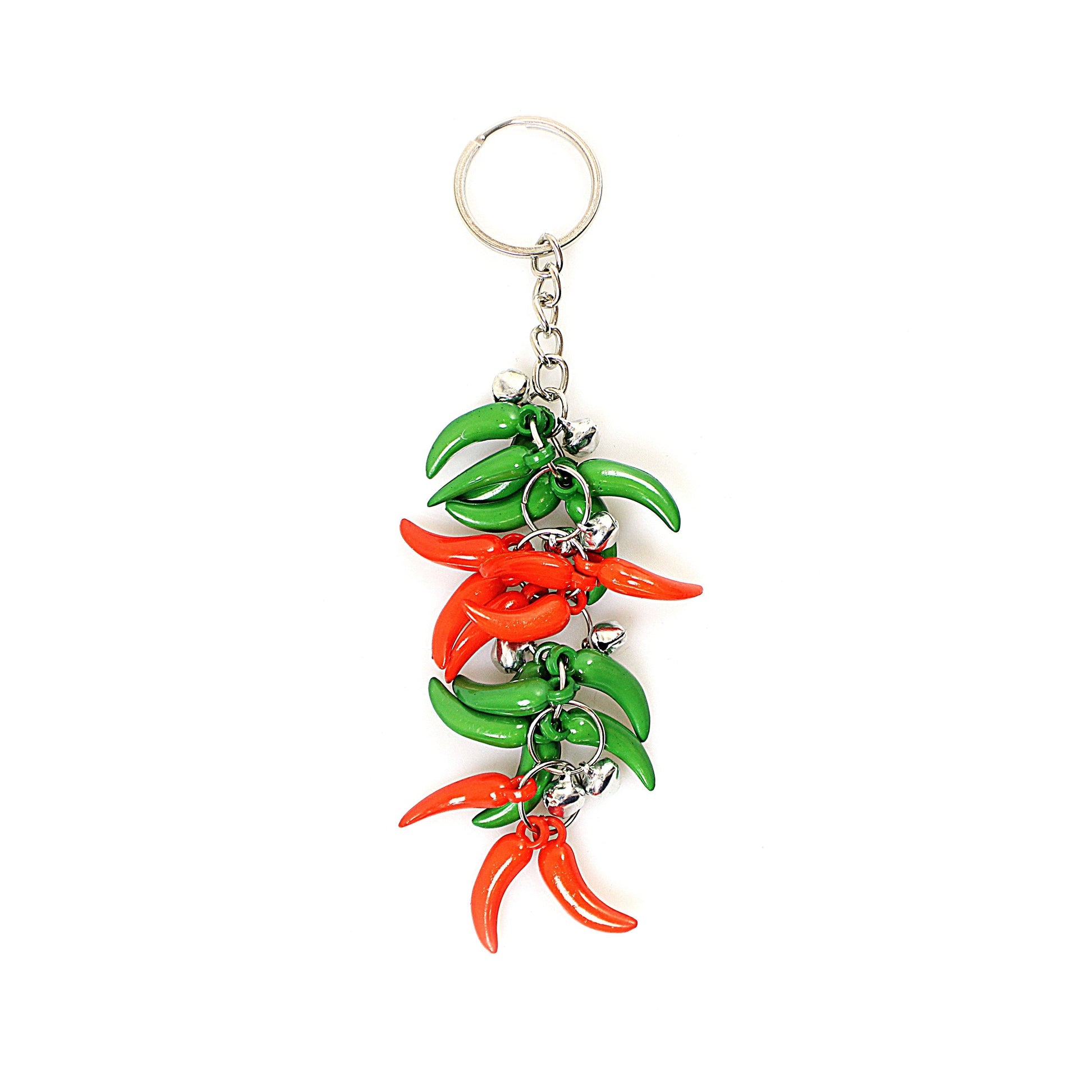 Colorful Red and Green Chili Keychain Keyring