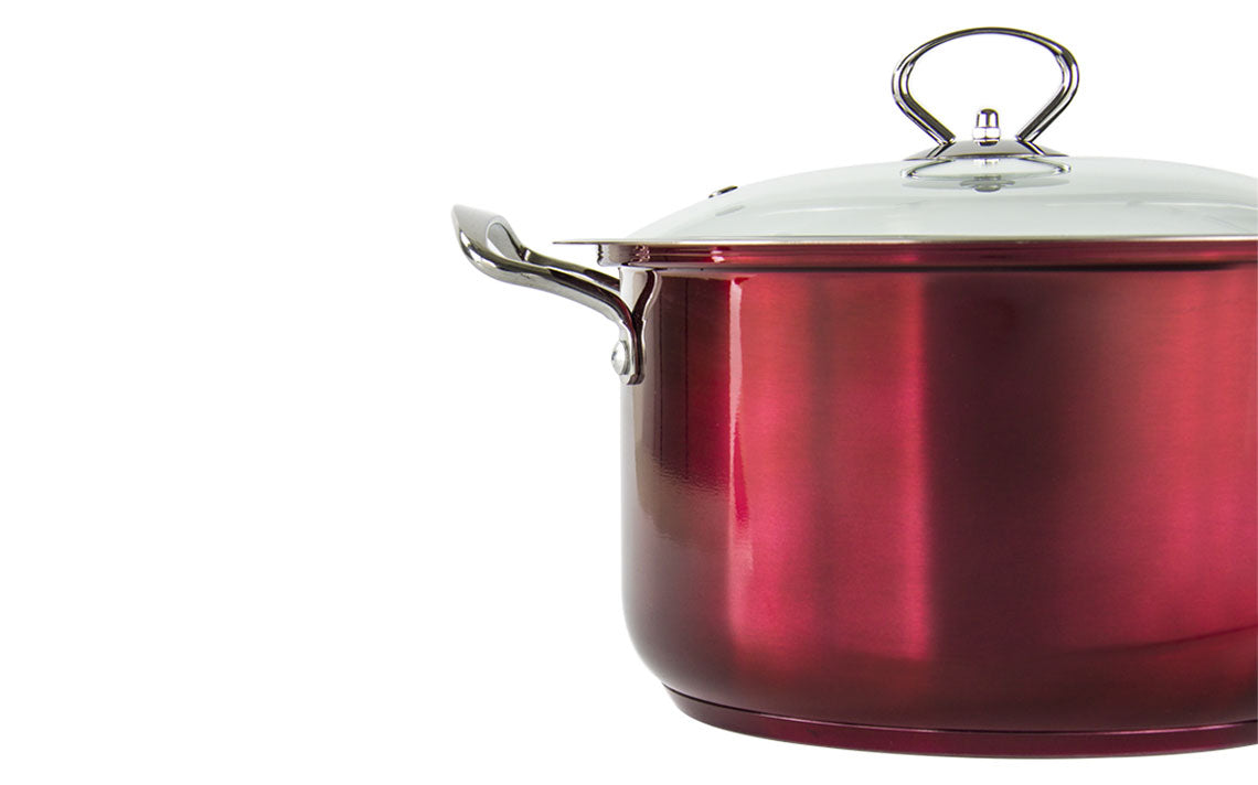 SQ Professional Gems Metallic Stockpot Set Ruby Red Set of 3