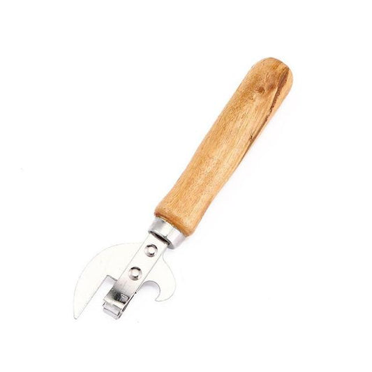 Durable Steel Stab Can Opener with Wooden Handle 15cm
