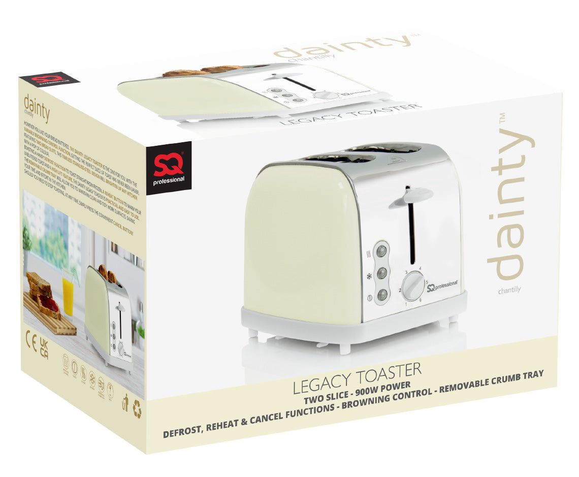 SQ Professional Dainty 2 Slice Toaster 900W Stylish and Efficient