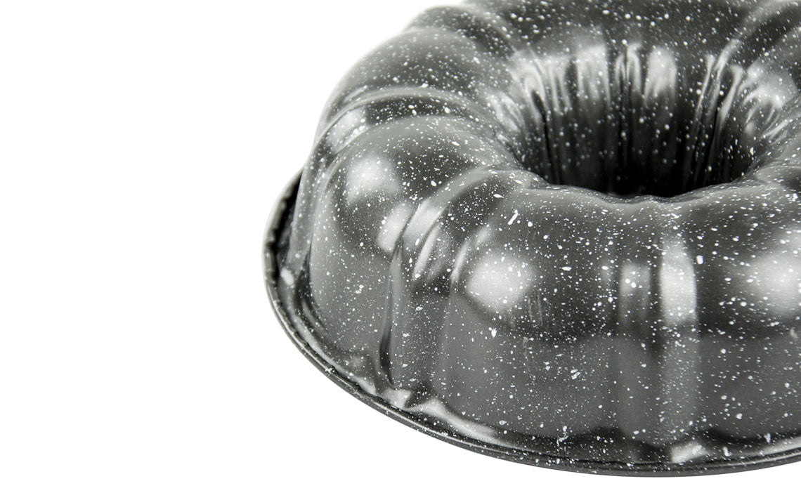 24 cm Round Ring Bundt Cake Baking Tin Mould in Speckled GreyBlack