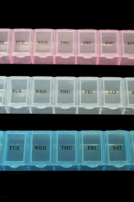 7Day Plastic Pill Tablet Box Organizer Assorted Colors