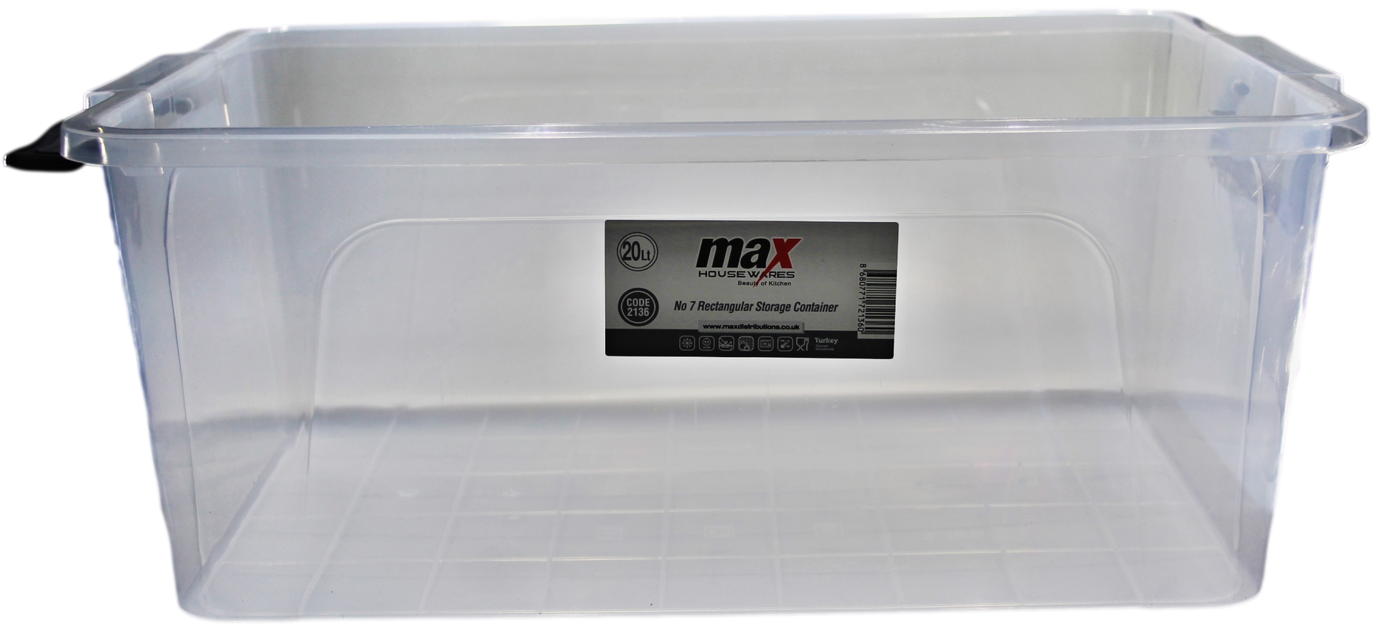 Premium Clear Plastic Storage Box 20L 47x30x20 cm