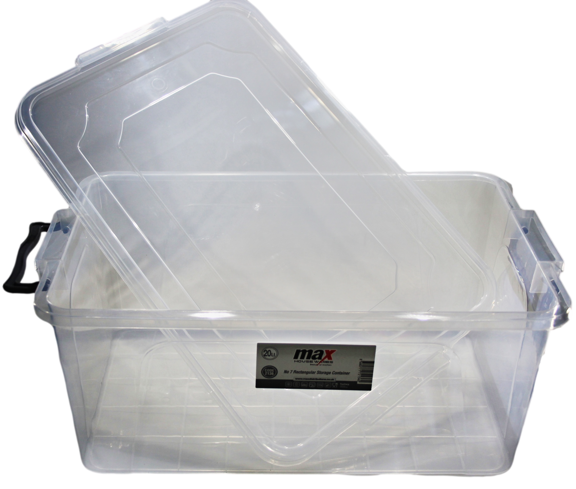 Premium Clear Plastic Storage Box 20L 47x30x20 cm