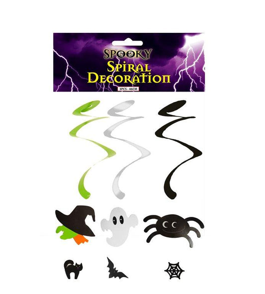 Halloween Hanging Spiral Decorations Set of 3 Assorted Designs
