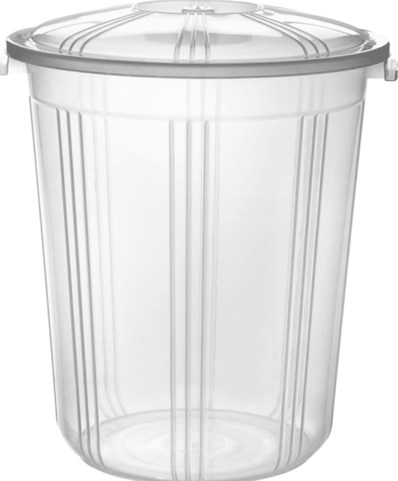 Durable Clear Plastic Storage Bin Bucket with Lid 70 Litre Capacity