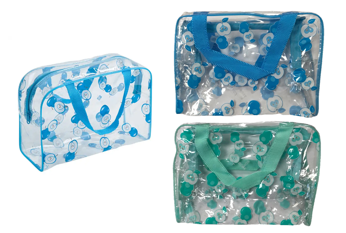 Clear Apple Print Toiletry Travel Bag Stylish Spacious