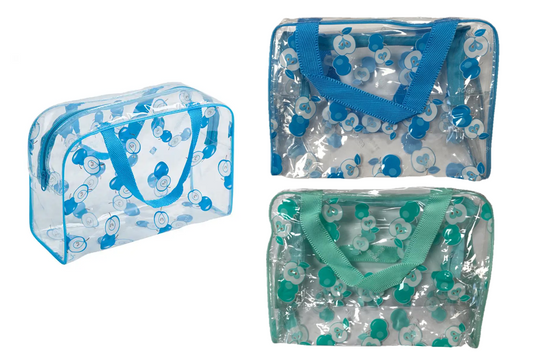 Clear Apple Print Toiletry Travel Bag Stylish Spacious