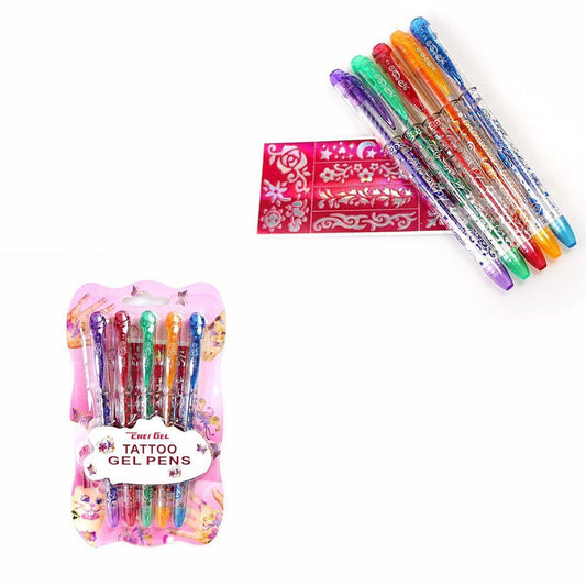 Childrens Tattoo Gel Pens Set with Stencil Templates and Vibrant Colors