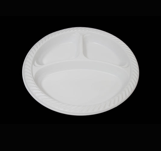 10 Disposable Plastic White Divider Plates Pack of 50