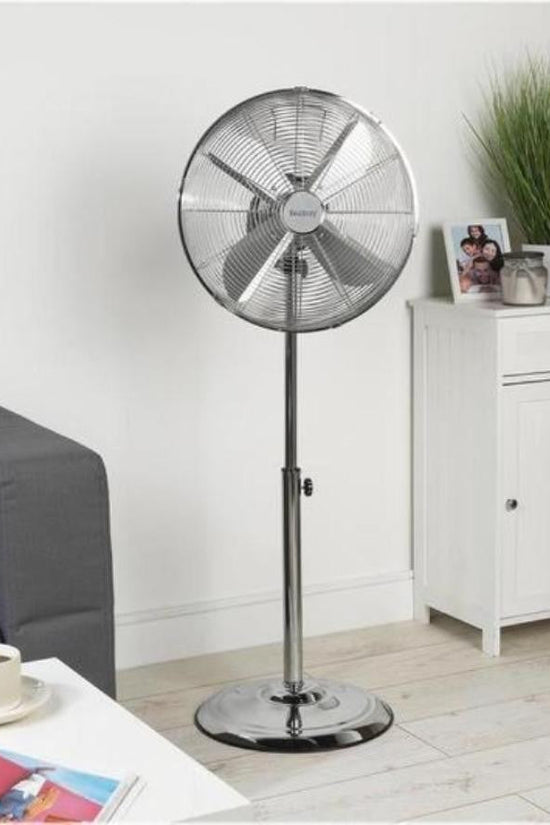 16 Inch Metal Chrome Round Floor Standing Fan Stylish Cooling Solution