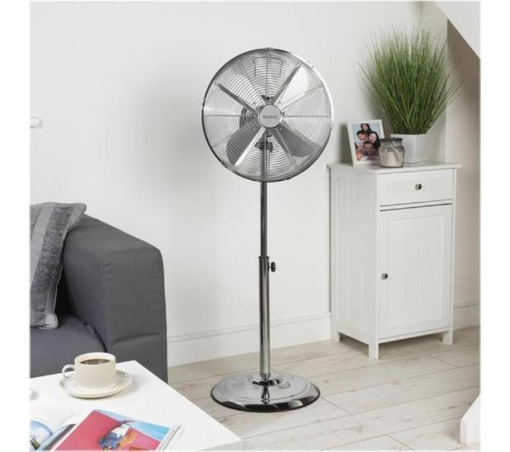 16 Inch Metal Chrome Round Floor Standing Fan Stylish Cooling Solution
