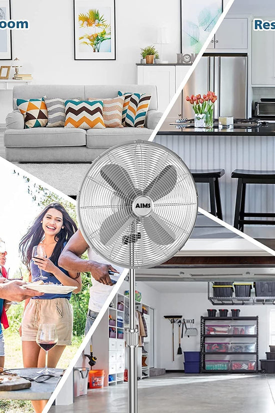16 Inch Metal Chrome Round Floor Standing Fan Stylish Cooling Solution
