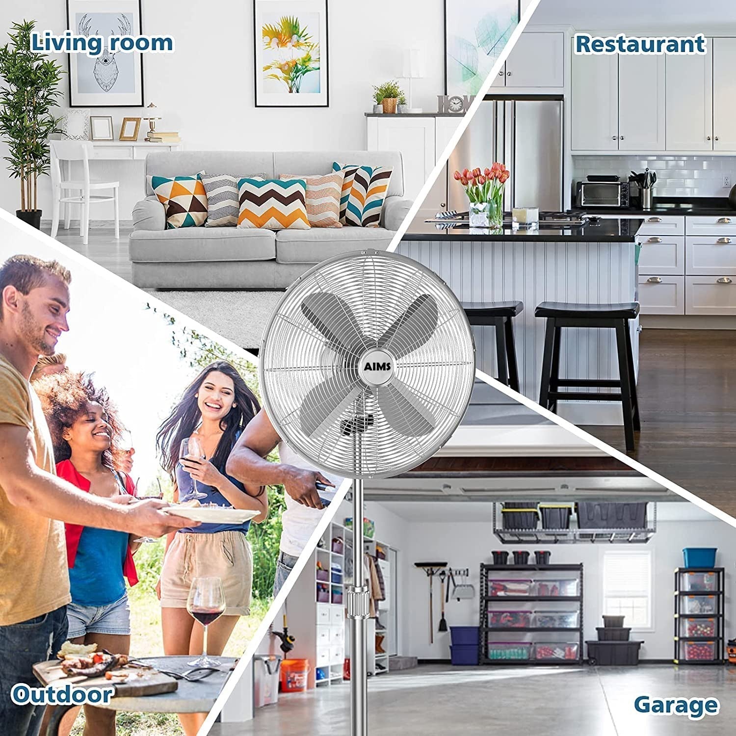 16 Inch Metal Chrome Round Floor Standing Fan Stylish Cooling Solution