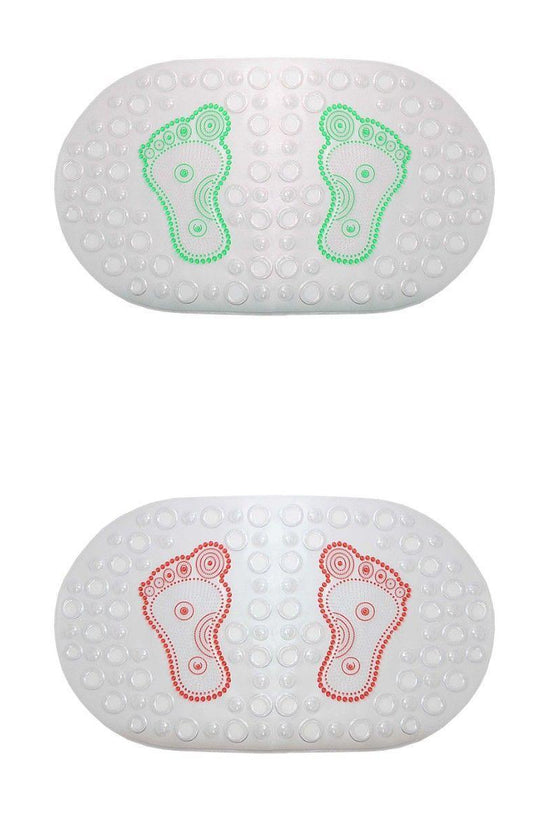 AntiSlip Transparent Oval Bath Mat with Feet Design 64 x 35 cm