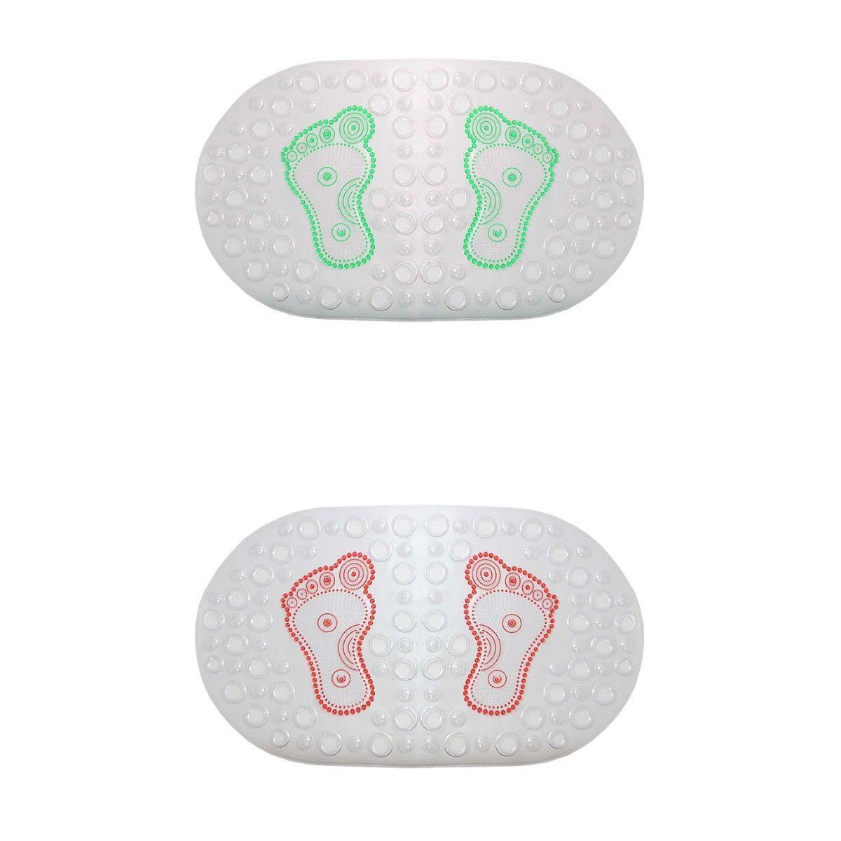 AntiSlip Transparent Oval Bath Mat with Feet Design 64 x 35 cm