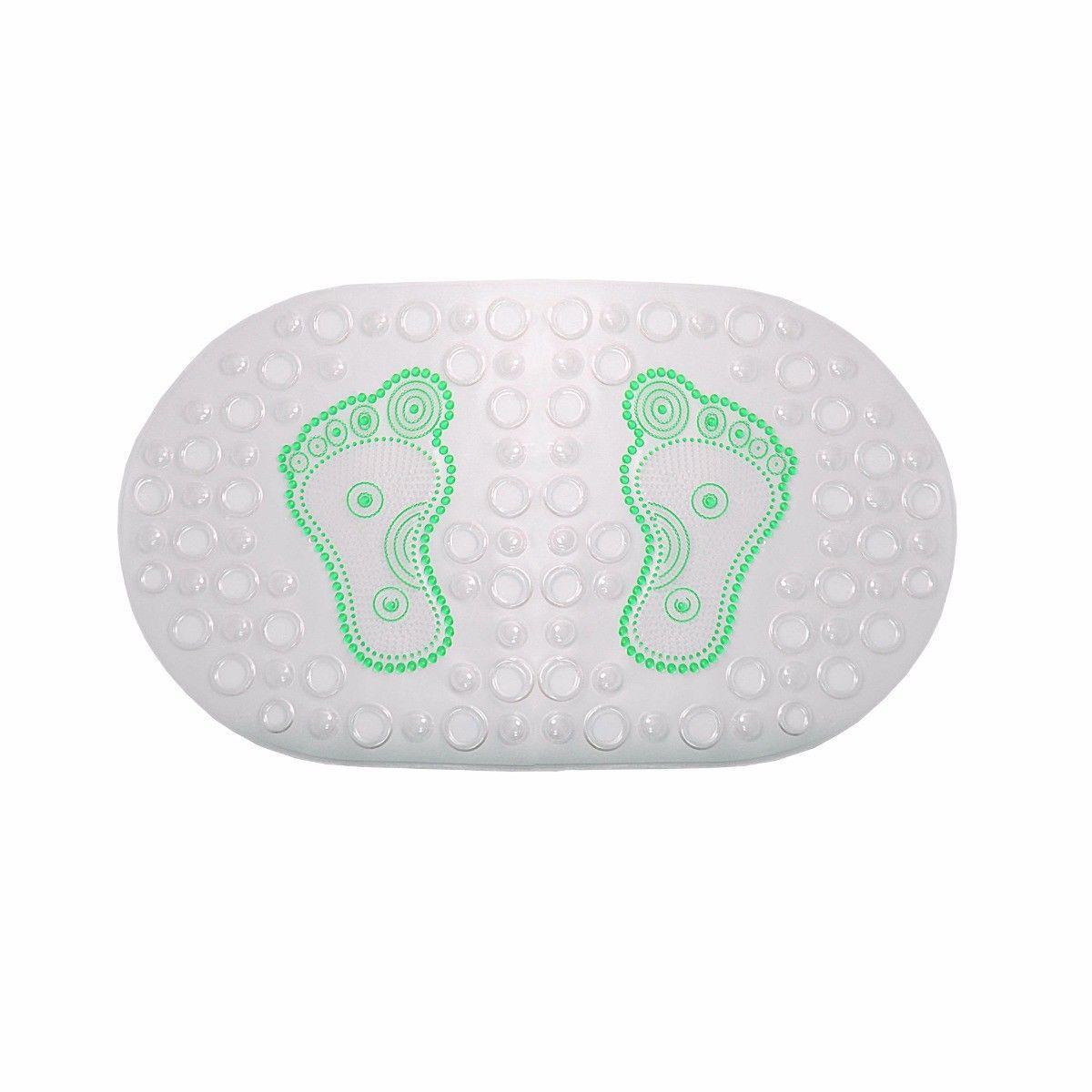 AntiSlip Transparent Oval Bath Mat with Feet Design 64 x 35 cm