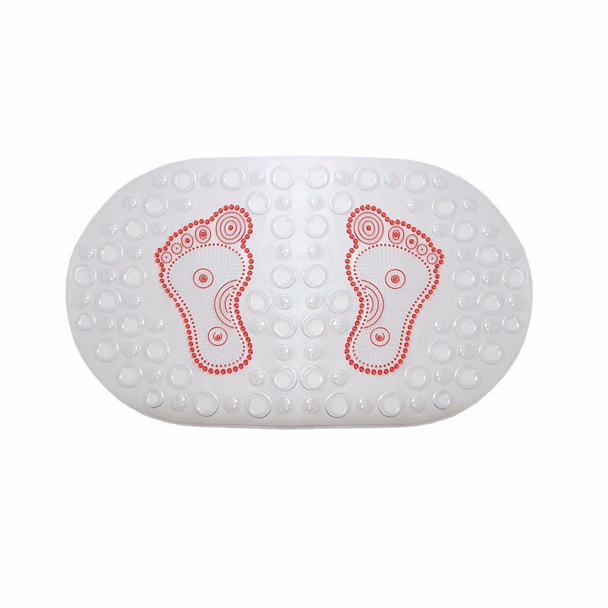 AntiSlip Transparent Oval Bath Mat with Feet Design 64 x 35 cm